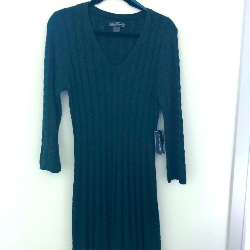 Green cable knit dress